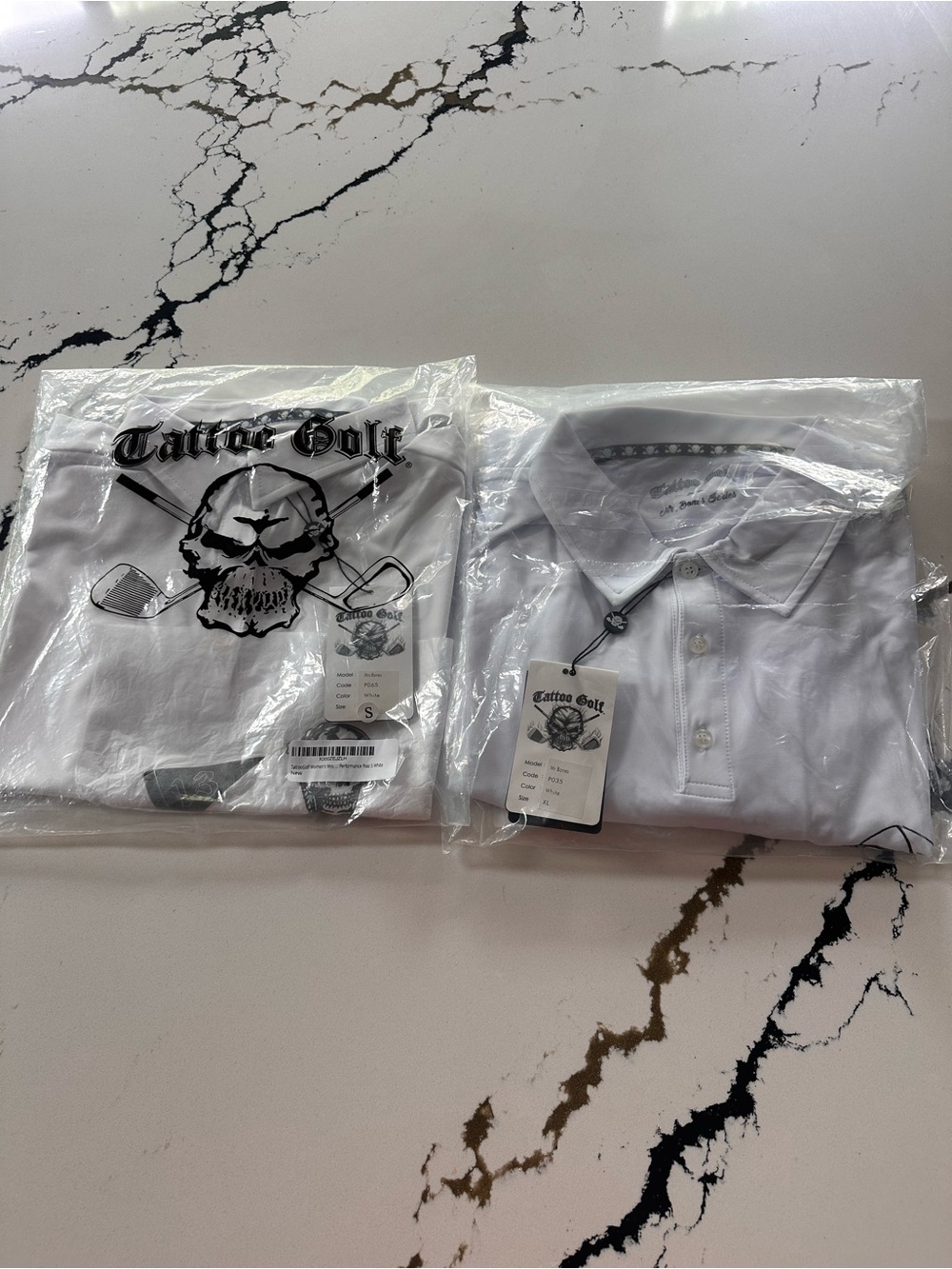 Tattoo Golf Matching Couples Polo Shirts, Women’s S & Men’s XL, Skull Graphic - Picture 4 of 7